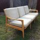 Vintage Scandinavian bench and armchairs of 4 pieces, 1 bench and 3 armchairs.