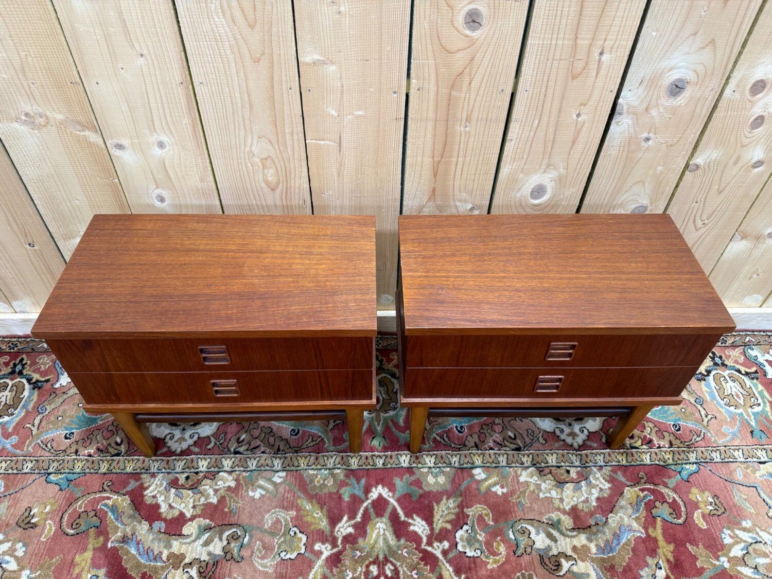 Pair of bedside tables – Scandinavian style – Solid teak – 1960s