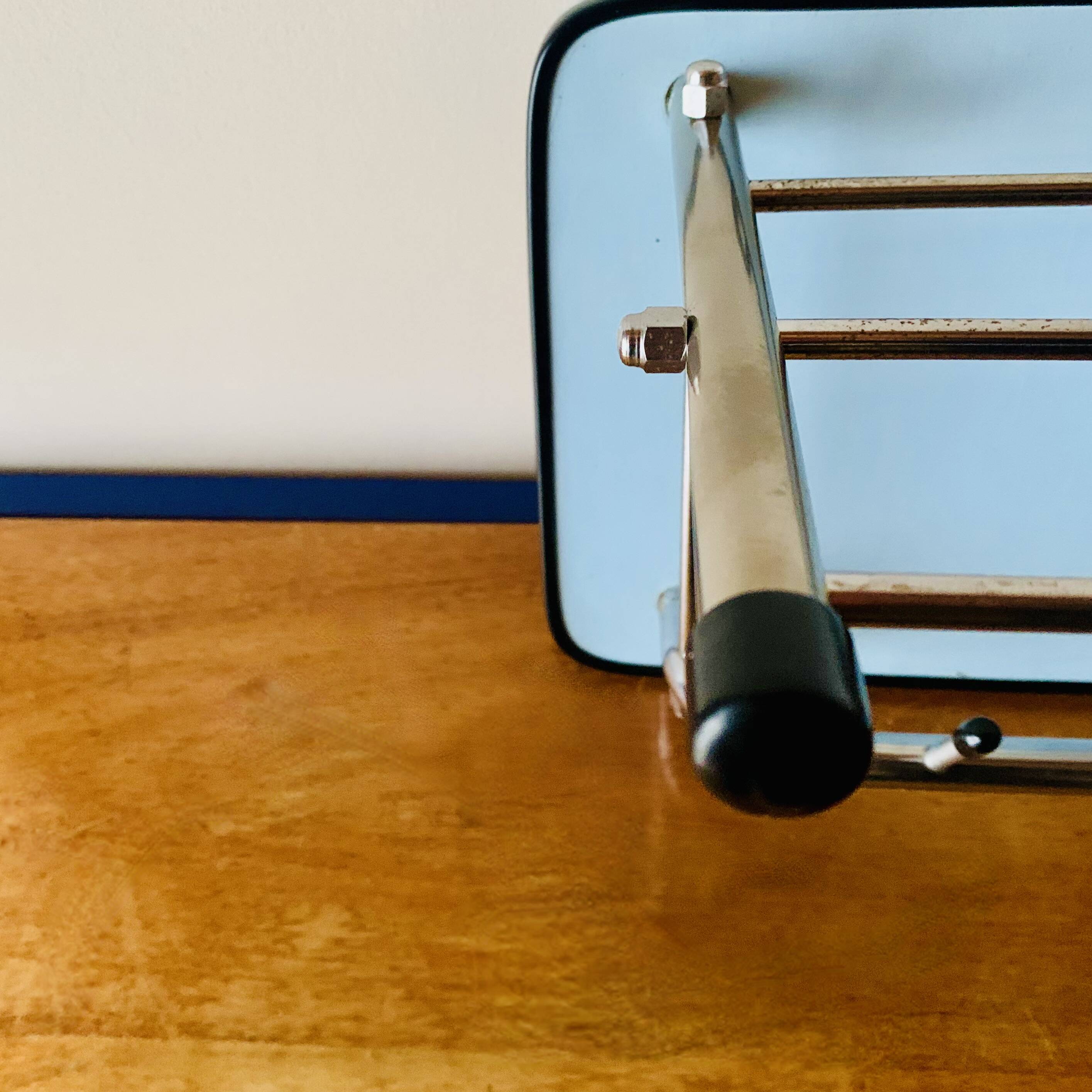 Vintage wall-mounted coat rack in wood and chrome metal with mirror