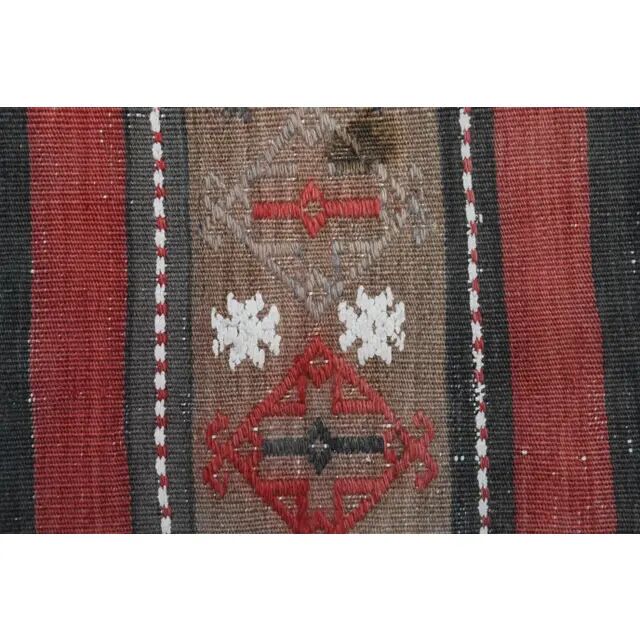 1970s Turkish Oushak handmade wool cotton red kilim runner 71x202