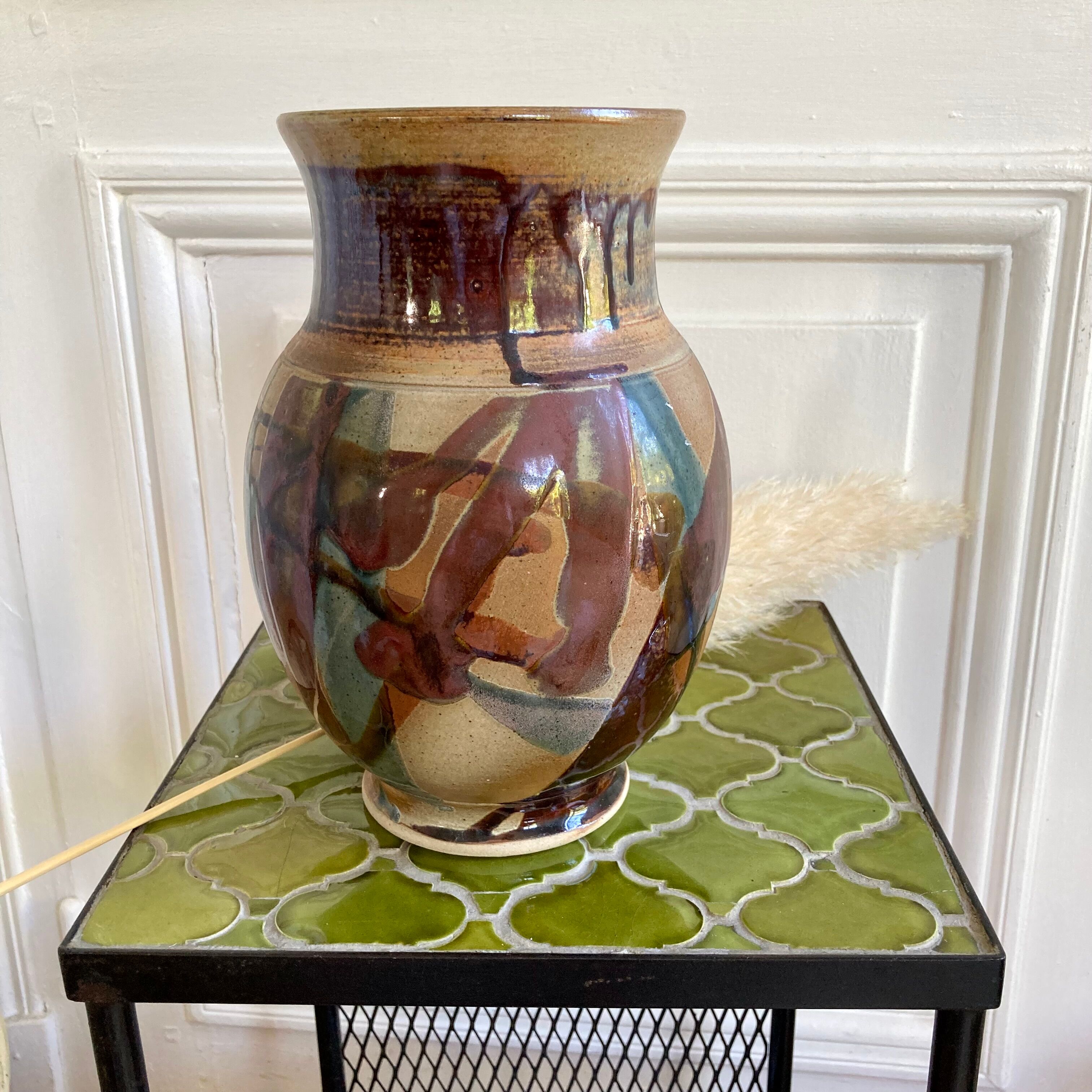 Vase poterie émaillée céramique signée