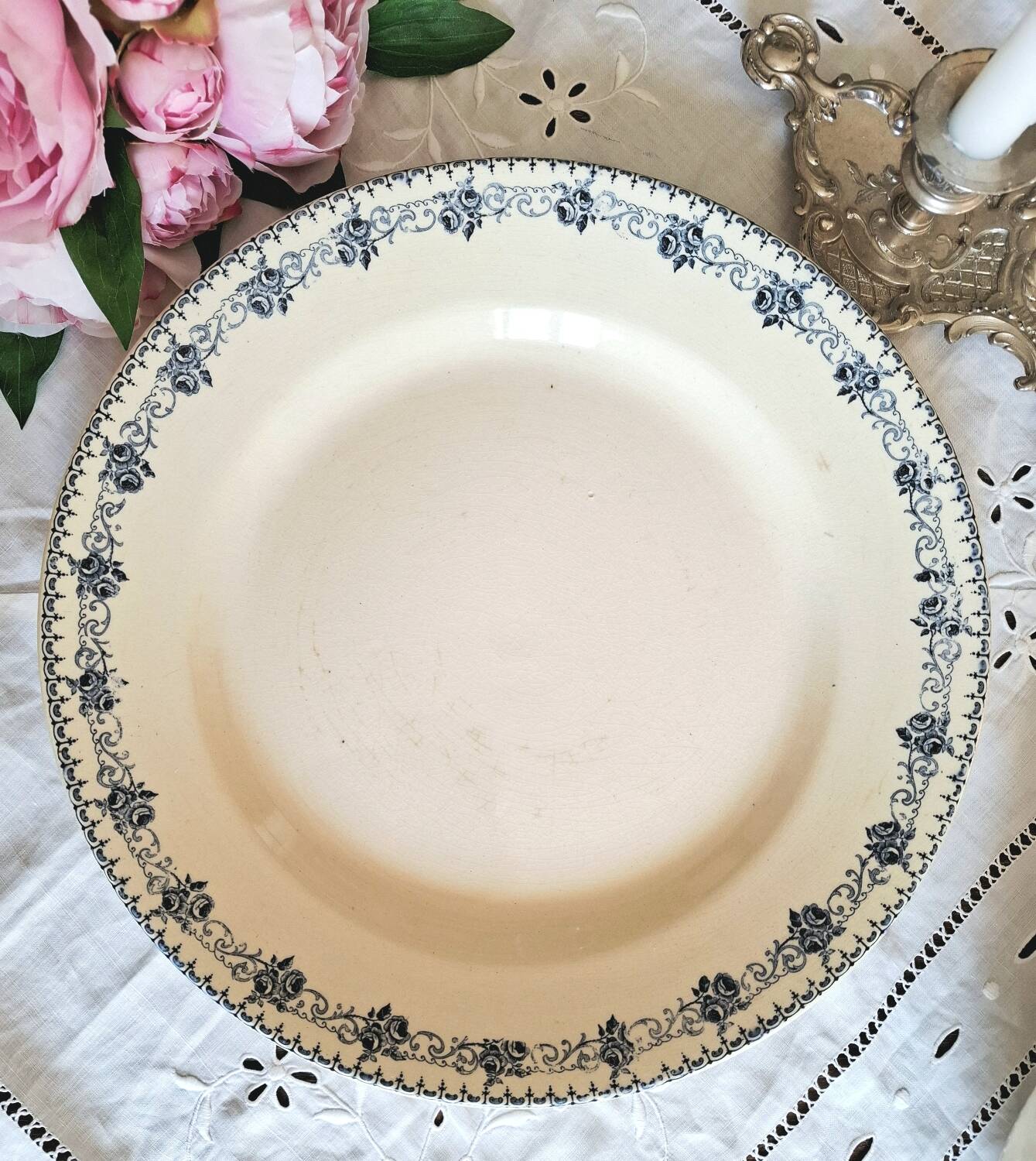 Antique serving dishes in iron earthenware