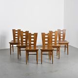 Ensemble de six chaises en chêne par Henry Jacques Le Même, France vers 1940