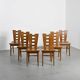 Set of six oak chairs by Henry Jacques Le Même, France circa 1940
