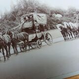 Old photograph 1900 stagecoach omnibus and horses Western Railways