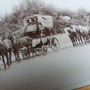 Old photograph 1900 stagecoach omnibus and horses Western Railway