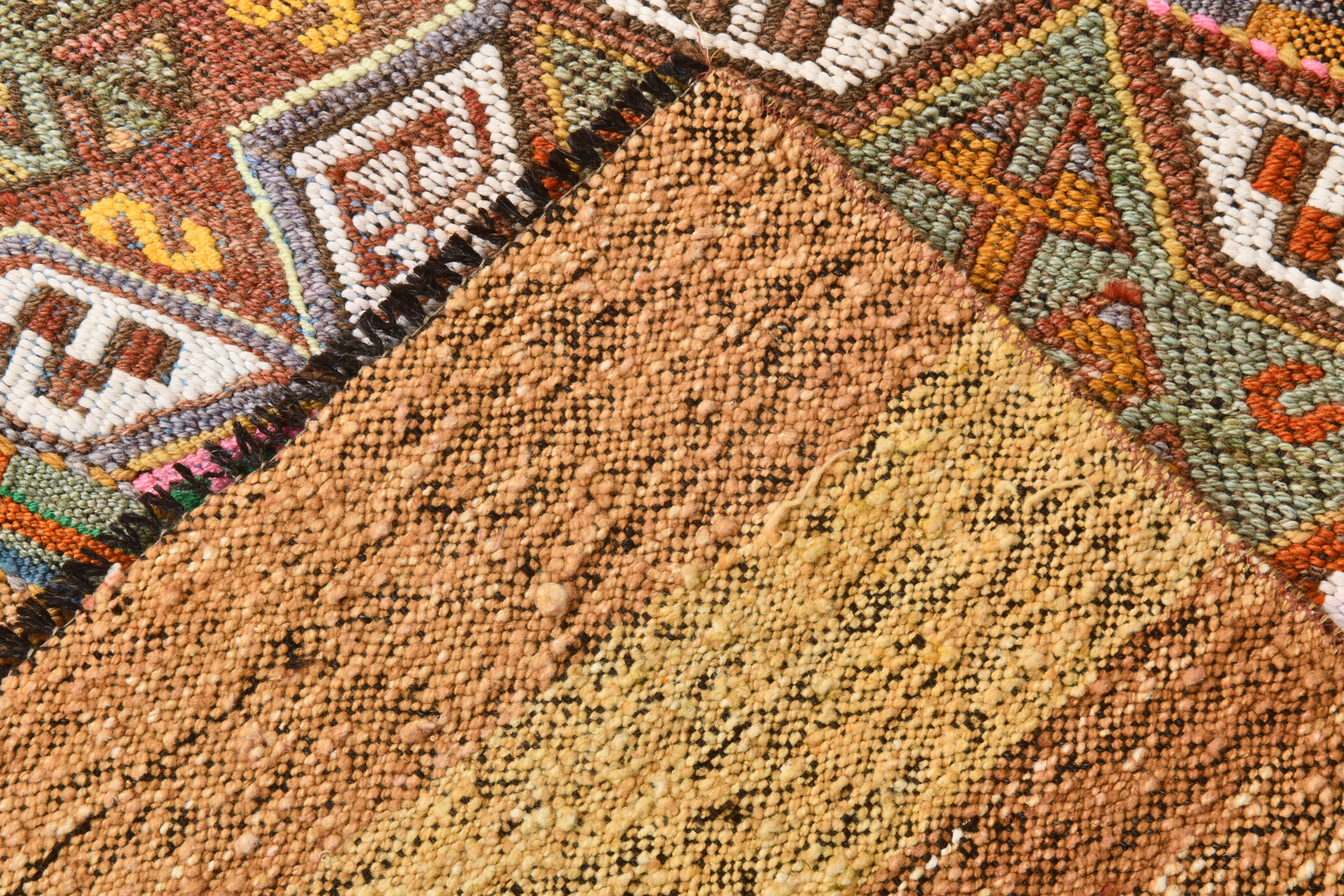 3x6 Light Yellow & Brown Turkish Kilim Rug, 83x173