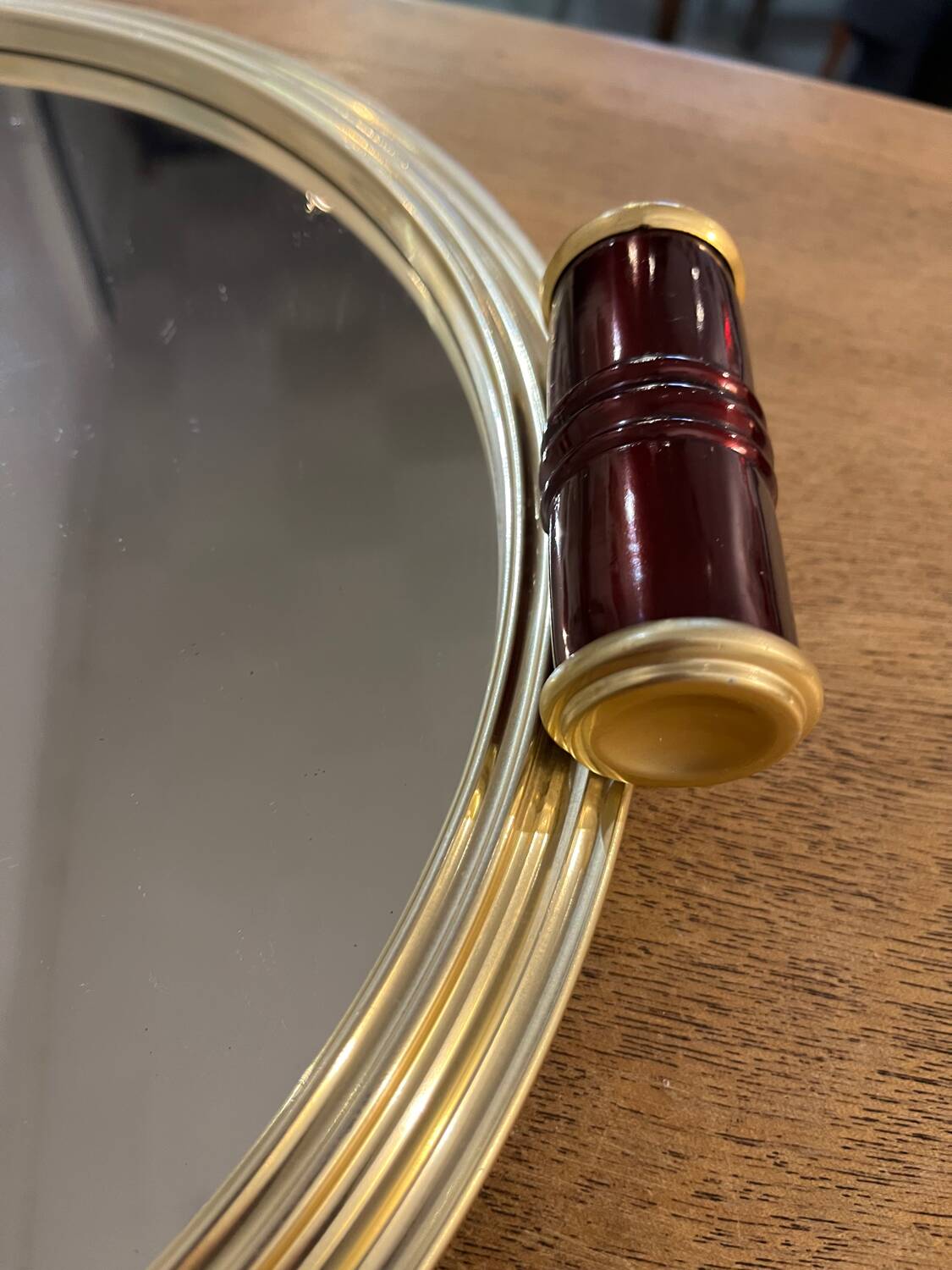 Golden mirror plateau Art Deco diameter 34cm