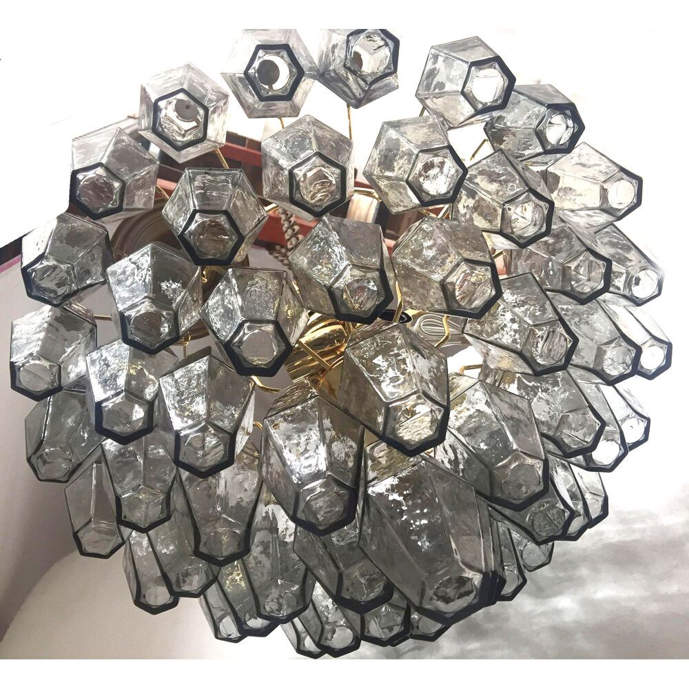 Grey”poliedri” murano glass chandelier d55