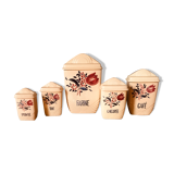 Set de pots à épices anciens en faïence de Lunéville modèle « Tulipe «