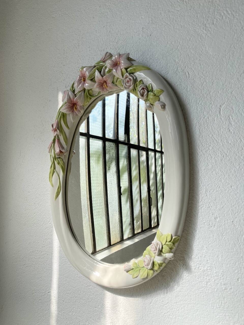 Italian style ceramic flower mirror