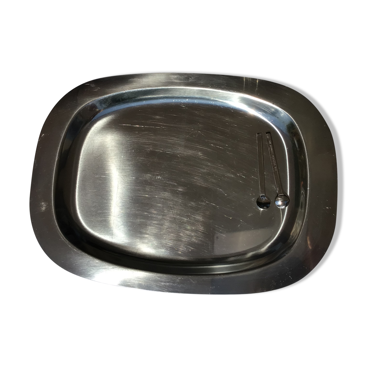 Scandinavian stainless steel tray rectangle rounded edges