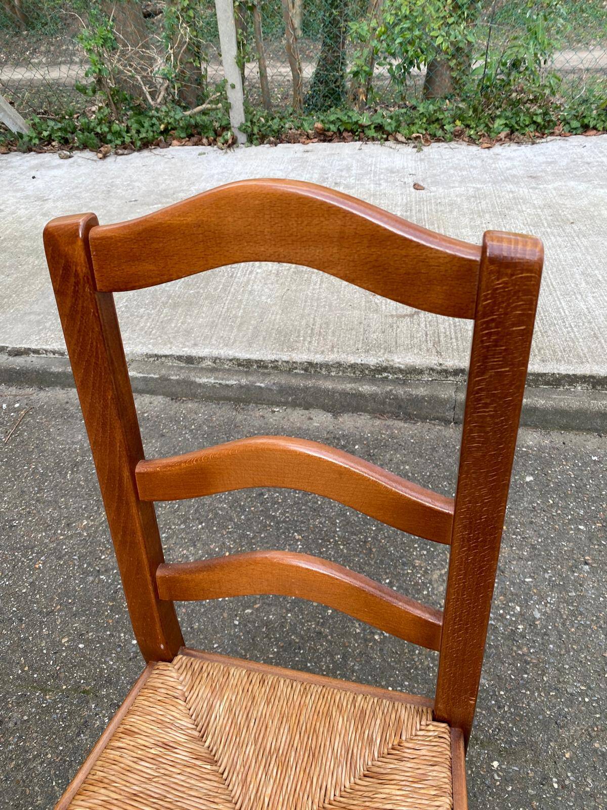 Solid oak chair with rush seat farmhouse style