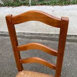 Solid oak chair with rush seat farmhouse style