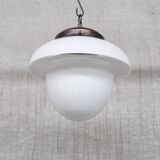 Mid-century french glass two tone opaline pendant light