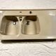 Double basin sink/cream beige bowl