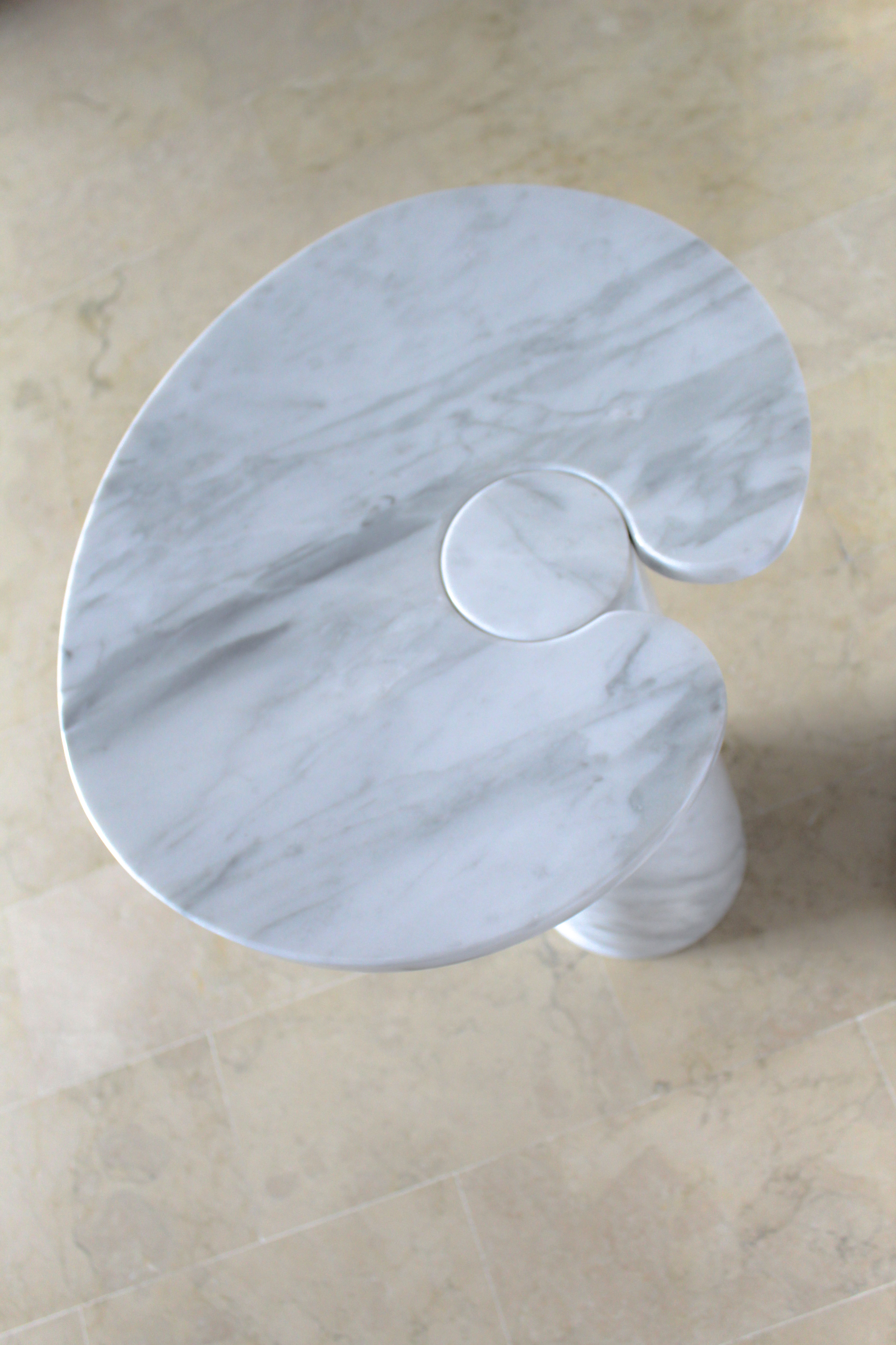Angelo Mangiarotti coffee table in Italian Carrara marble, Eros series, Italy 1970s