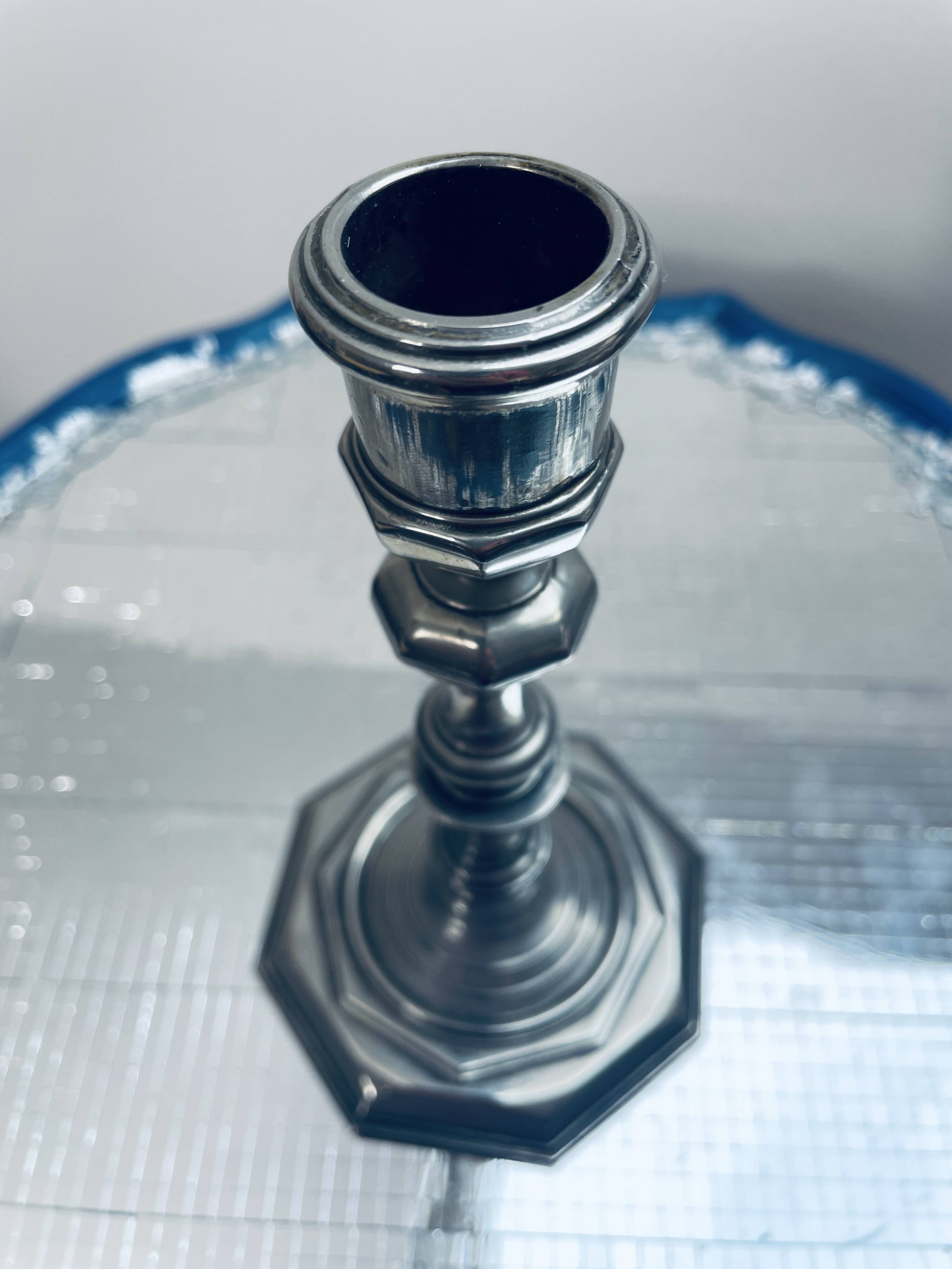 Antique silver plated Grenadier candle holder made in England