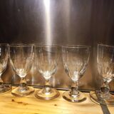 5 antique wine glasses with cut sides