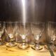 5 antique wine glasses with cut sides