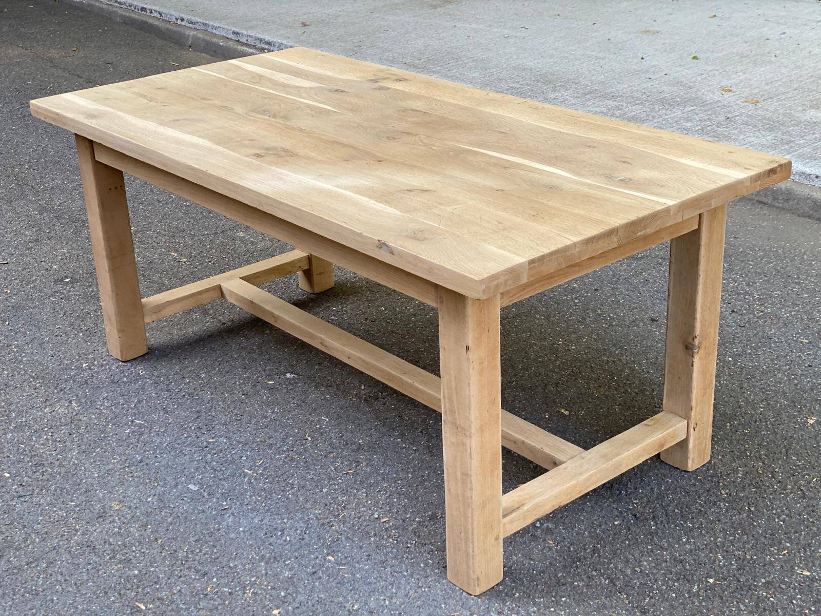 Farmhouse dining table extendable stripped in raw solid oak 180-270cm 1