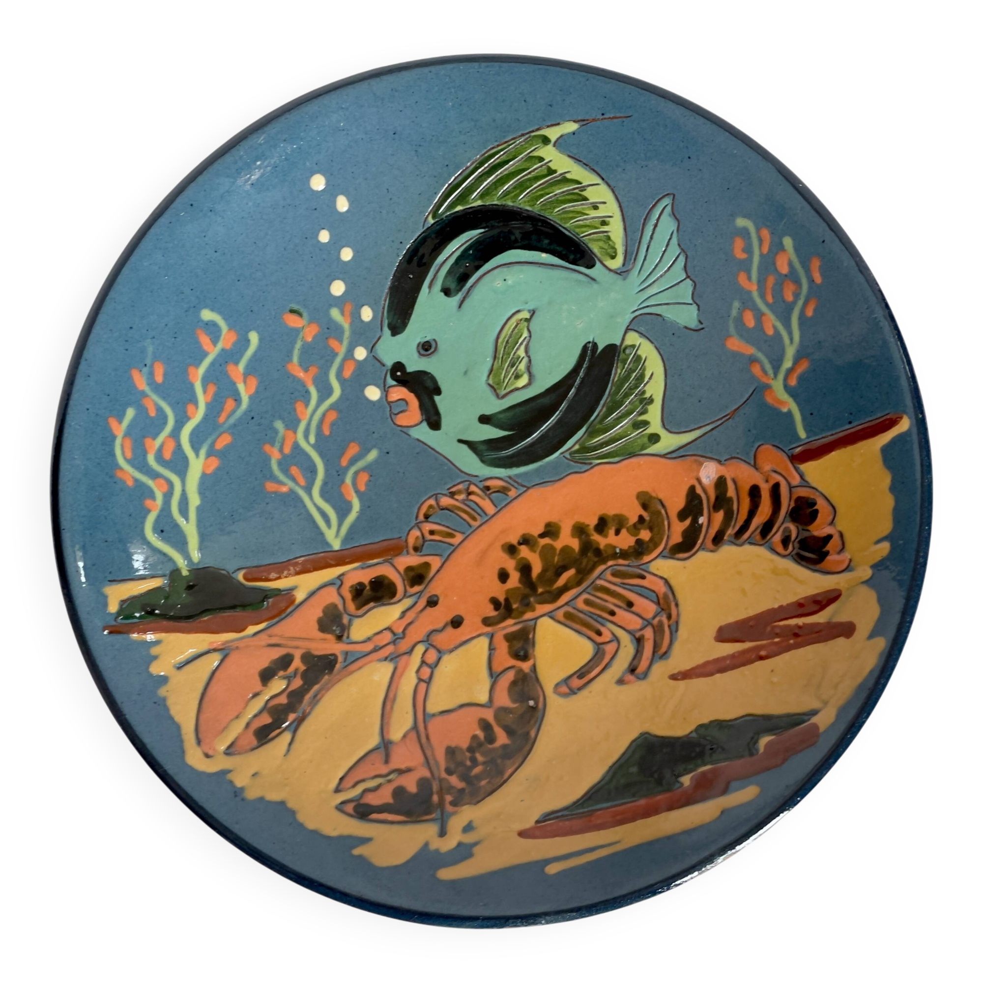 Lluís Puigdemont handcrafted dish -unsigned- 1960s in glazed ceramic