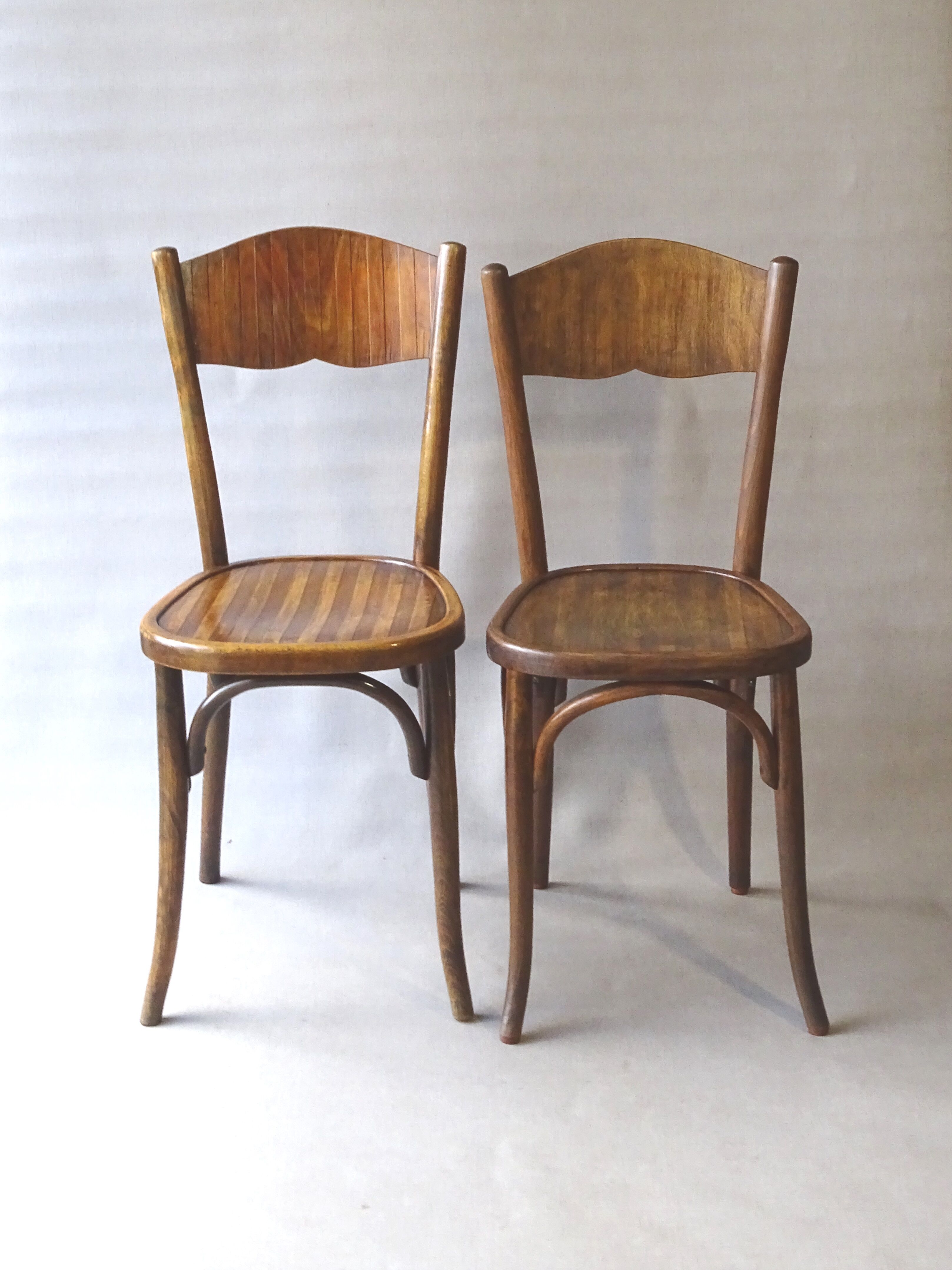 Pair of bistrot chairs seated wood 1925