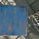 High patinated wooden stool