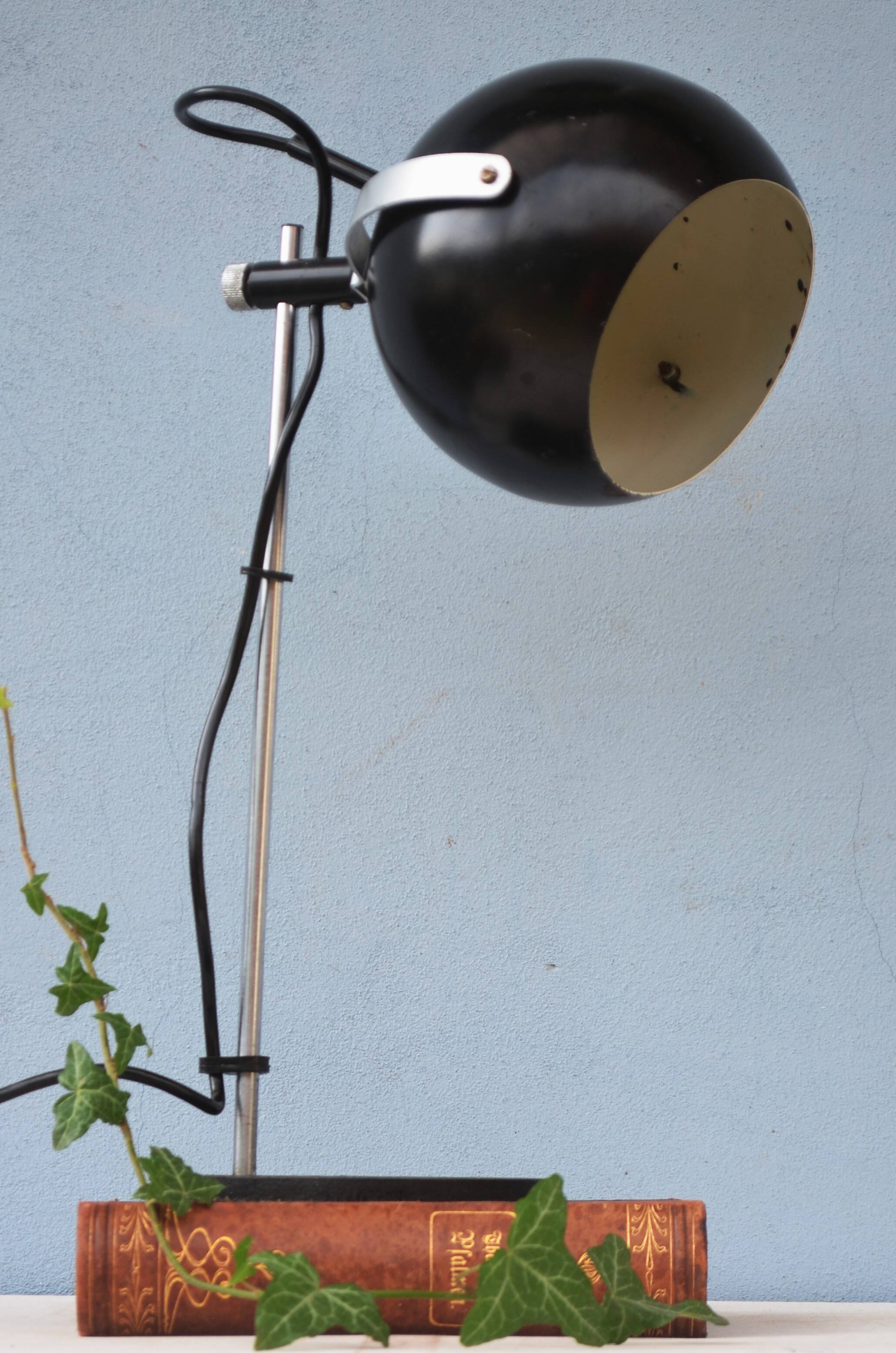 Mid Century Lamp Halo Leuchte Ball Eye - Space Age Black  - Germany Made