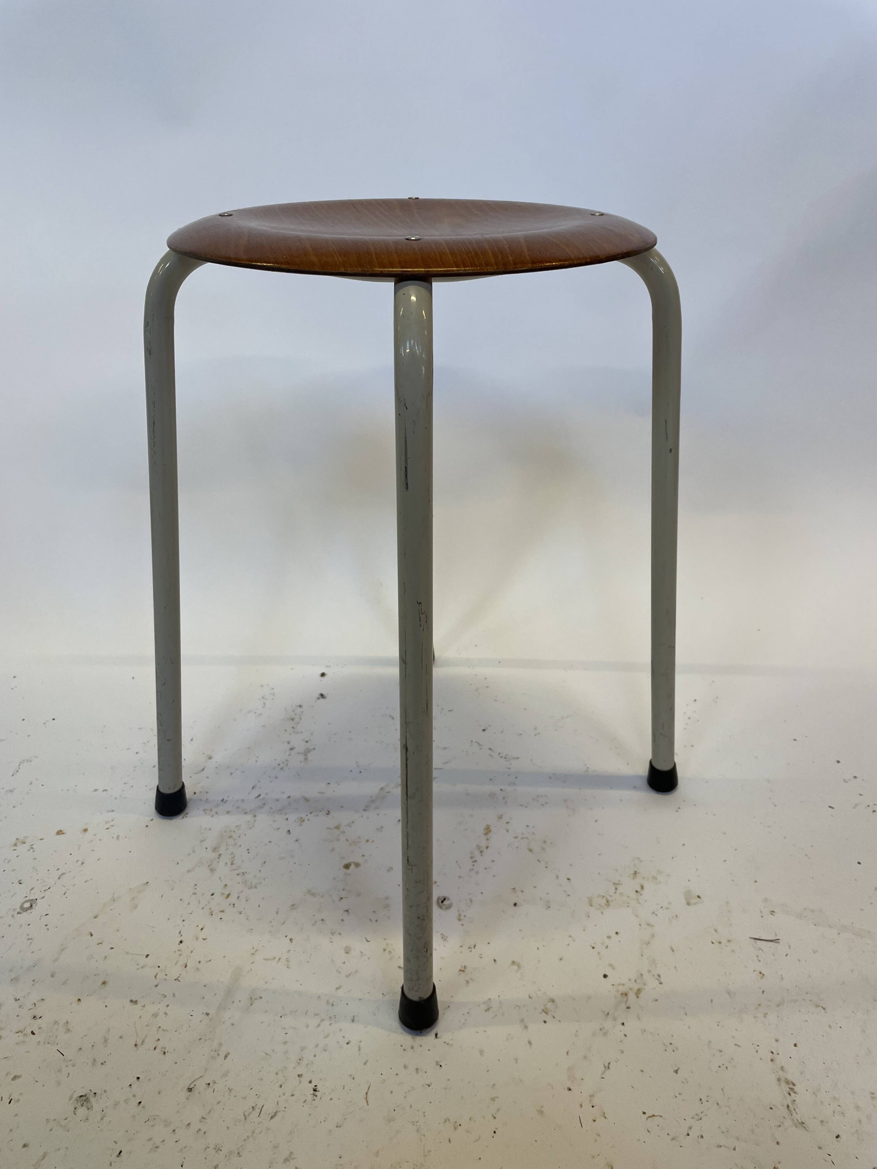 Vintage school stool, 1970s industrial design, Dutch minimalist