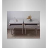 Pair of bedside tables with compass feet
