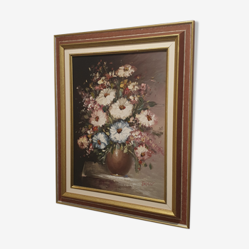 Tableau nature morte bouquet de fleurs