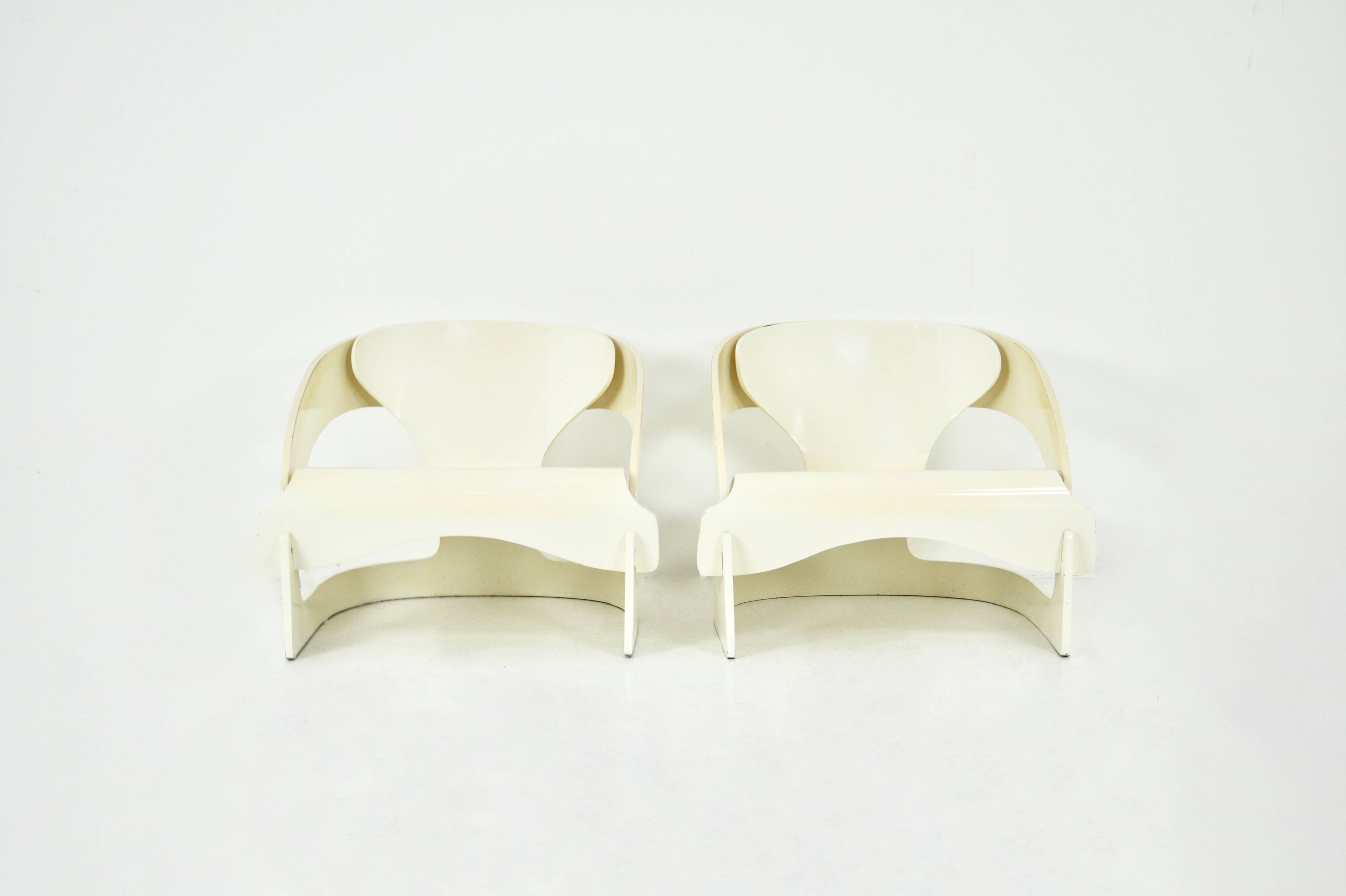 Set of 2 Model 4801 Armchairs by Joe Colombo for Kartell, 1960s