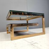 Table basse plaquée or 23 carats, années 1970