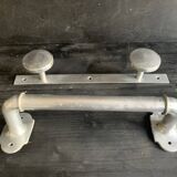 Aluminium Art Deco towel rack and wall hooks, 1940.