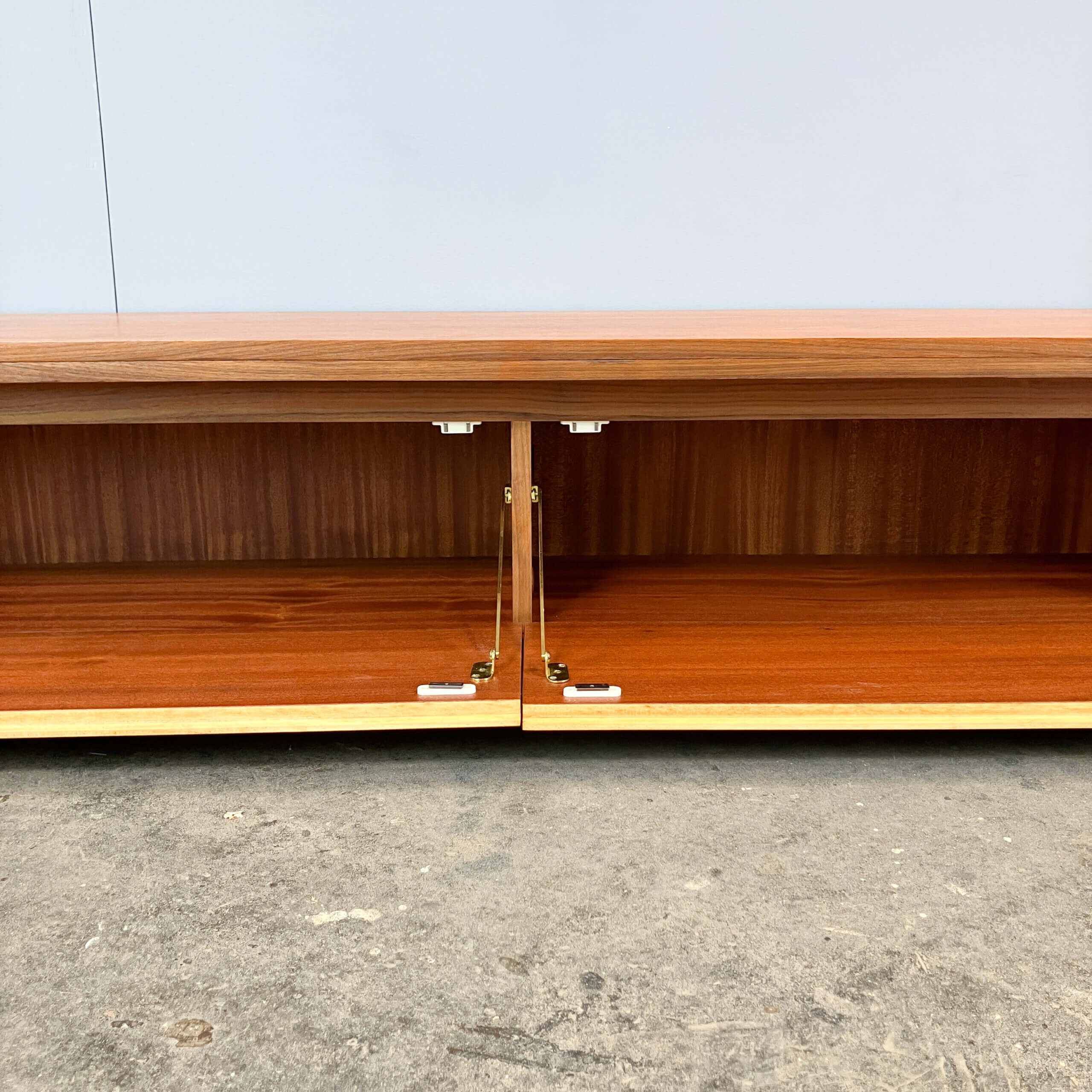 Minimalist XL lowboard, walnut and zebrano, 1960s