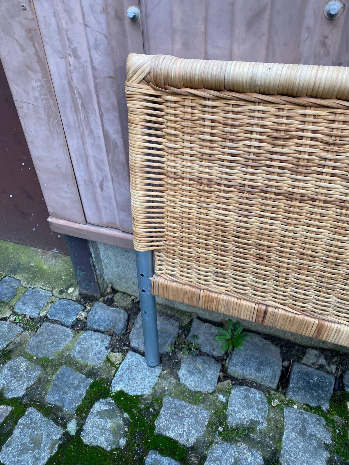 Scandinavian bed foot in bamboo, rattan, and wicker 1990 140cm