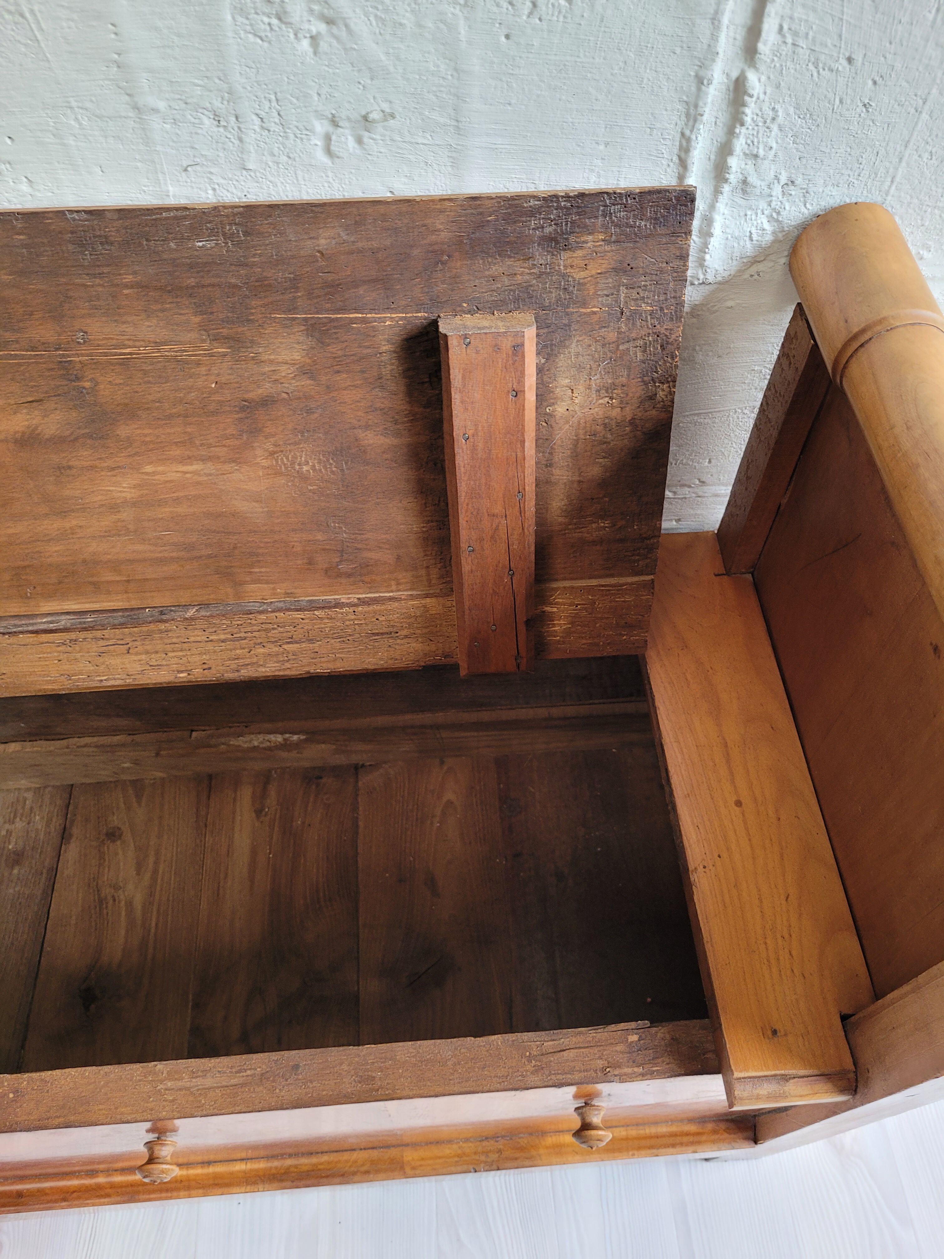 Antique wooden chest bench
