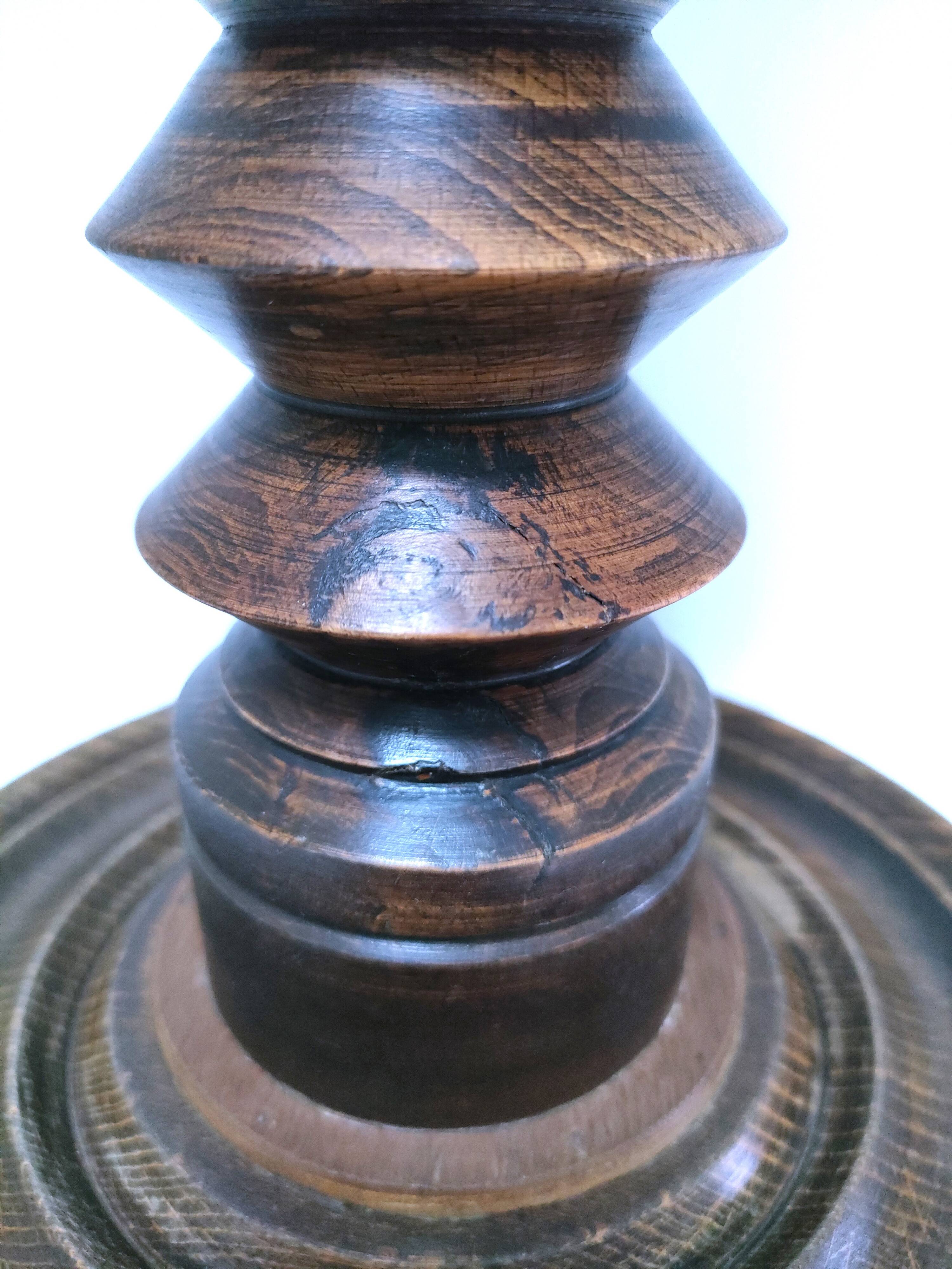 XL turned wooden lamp base H.47 cm 1950s design
