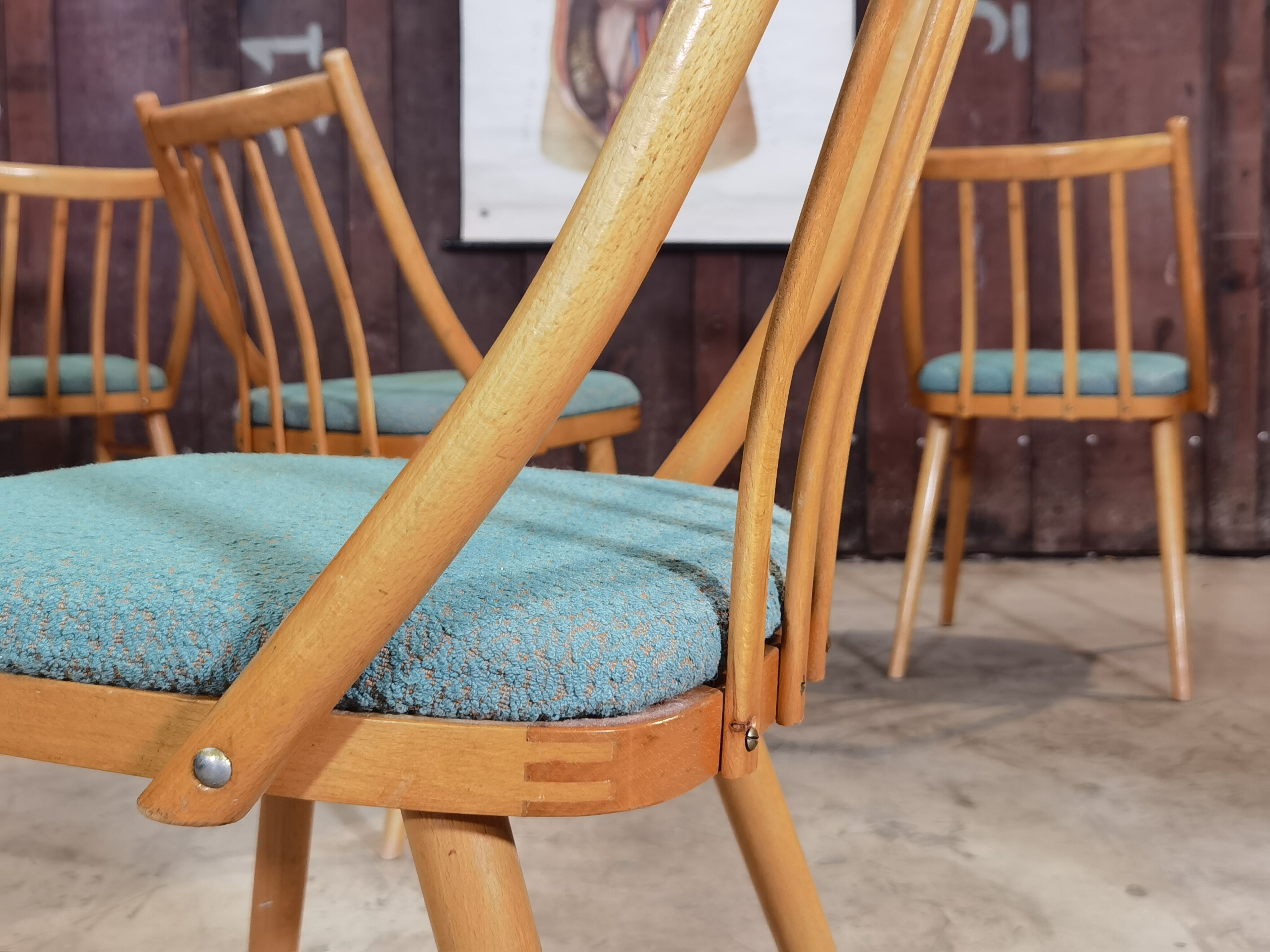 Lot of 4 chairs Antonin Suman