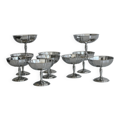 10 coupelles sur pied en inox Letang Remy
