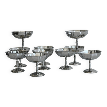 10 coupelles sur pied en inox Letang Remy
