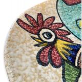 Plate polychrome rooster decoration toledo 1950s