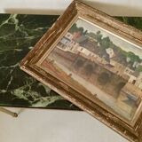 Green marble and gilded brass coffee table