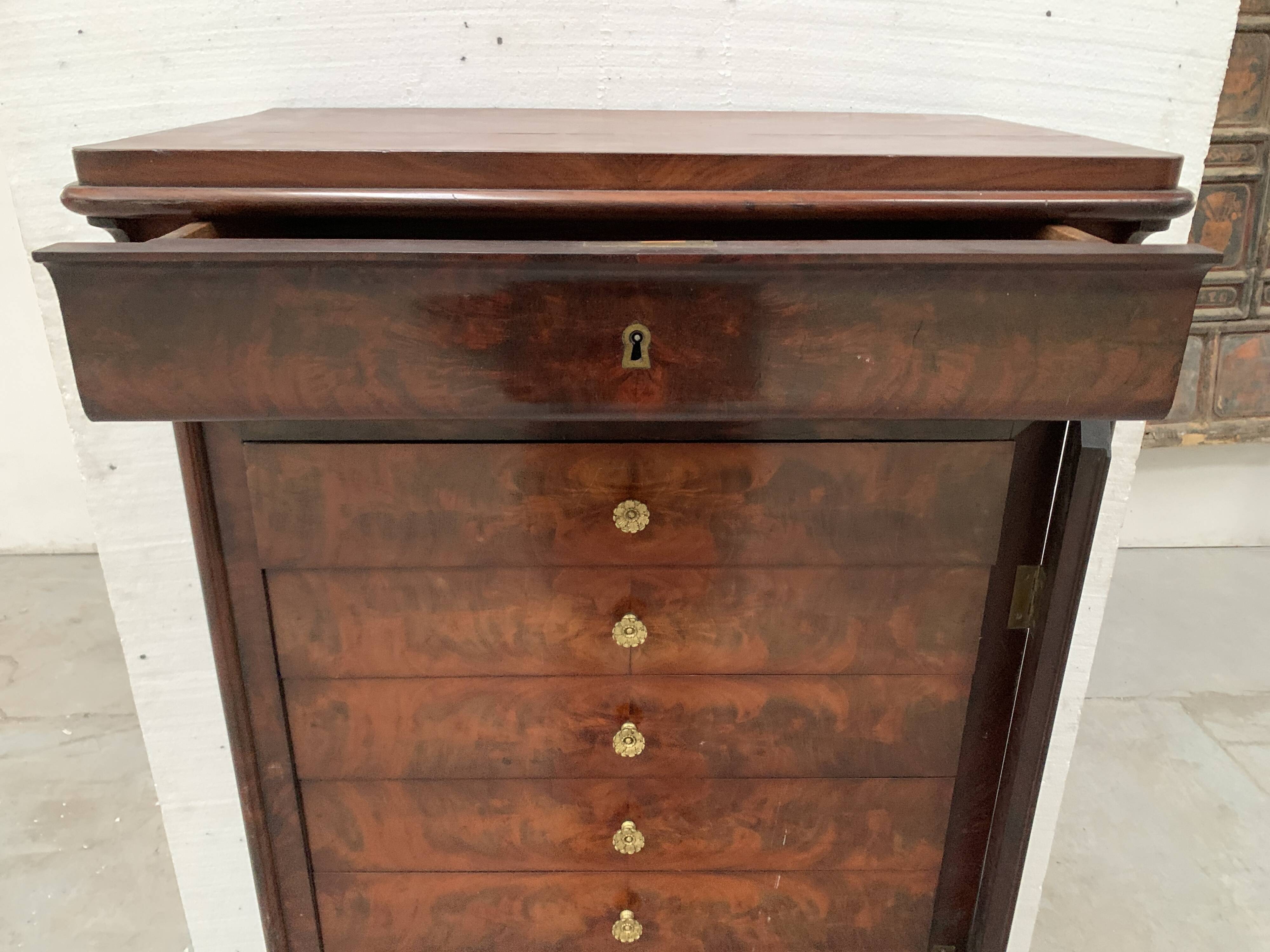 19th century mahogany and veneer cardboard or notary cabinet