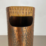 Original Metal Copper and Rattan Hollywood Regency Umbrella Stand Germany, 1950s