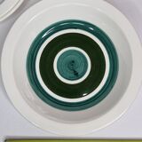 Mismatched service, five hand-painted plates from the Gien earthenware factory, unique models