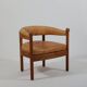 Vintage wooden throne chair armchair cognac leather