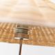 Richard Essig 1960s floor/table lamp with transparent glass body, chrome base, brown rattan shade