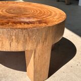 Quadripod coffee table in solid wood monoxyl natural color (dark)